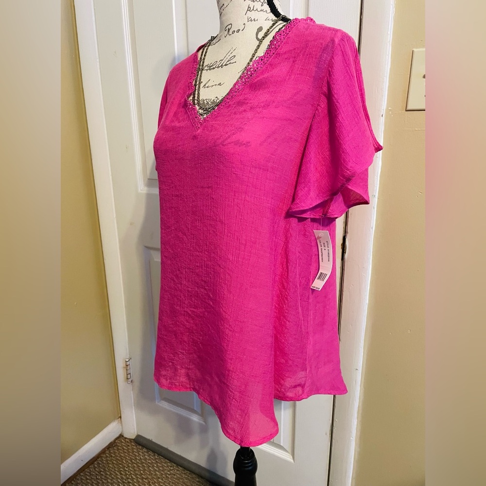 Counterparts Pink Flutter Sleeve Blouse Relaxed Fit